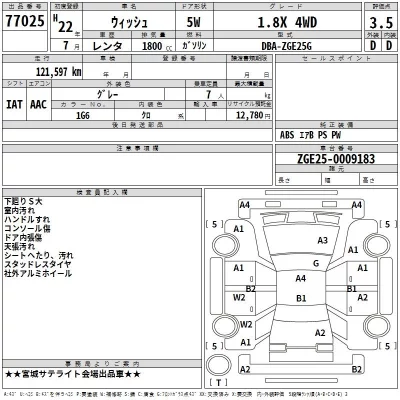Toyota WISH  с аукциона в Японии