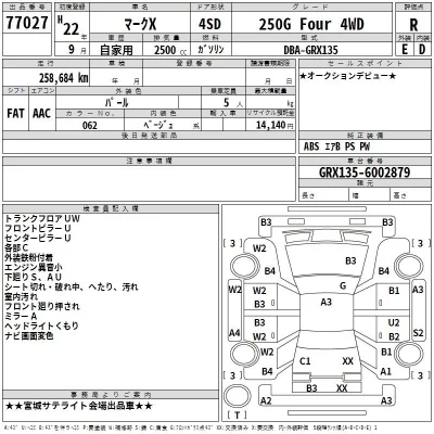 Toyota MARK X  с аукциона в Японии