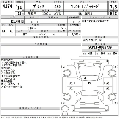 Toyota PLATZ  с аукциона в Японии