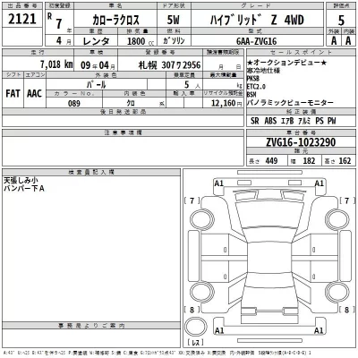Toyota COROLLA CROSS  с аукциона в Японии