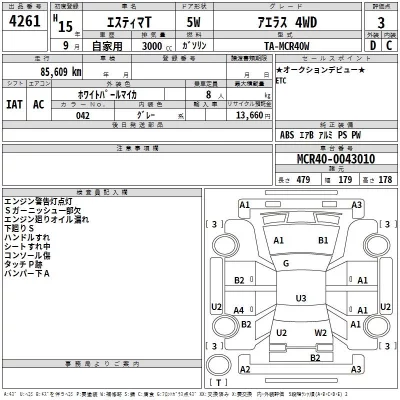 Toyota ESTIMA  с аукциона в Японии