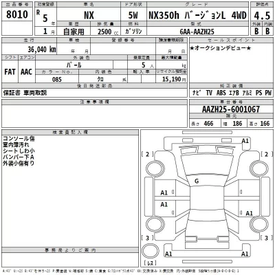Lexus NX  с аукциона в Японии