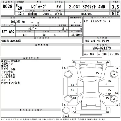 Subaru LEVORG  с аукциона в Японии