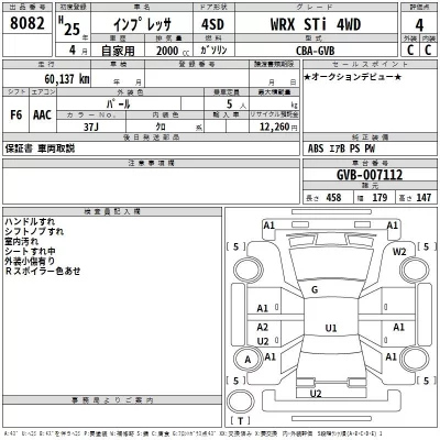 Subaru IMPREZA  с аукциона в Японии