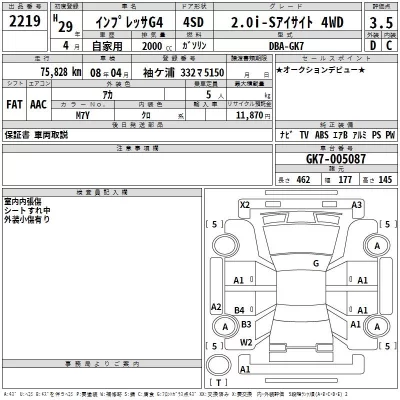 Subaru IMPREZA G4  с аукциона в Японии