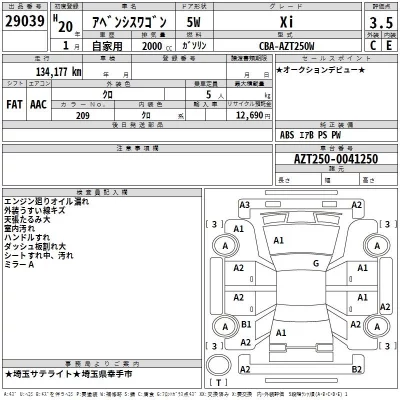 Toyota AVENSIS WAGON  с аукциона в Японии