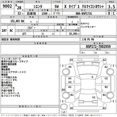Toyota SIENTA  с аукциона в Японии