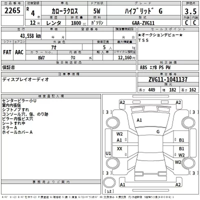 Toyota COROLLA CROSS  с аукциона в Японии
