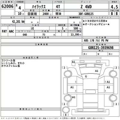 Toyota HILUX  с аукциона в Японии