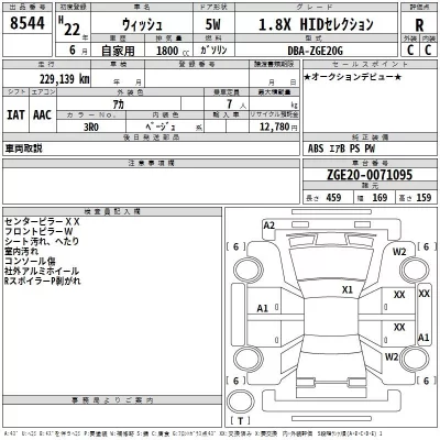 Toyota WISH  с аукциона в Японии