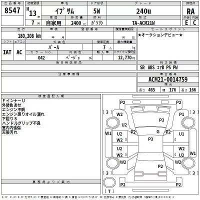 Toyota IPSUM  с аукциона в Японии