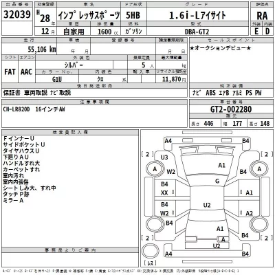 Subaru IMPREZA  с аукциона в Японии