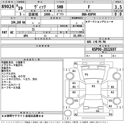 Toyota VITZ  с аукциона в Японии