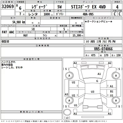 Subaru LEVORG  с аукциона в Японии