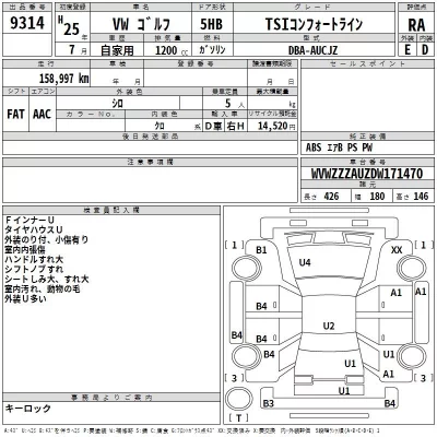 Volkswagen GOLF  с аукциона в Японии