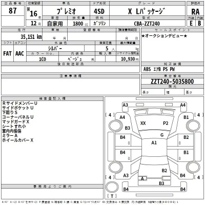 Toyota PREMIO  с аукциона в Японии