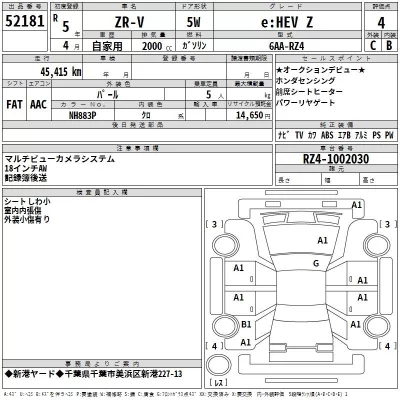 Honda ZR-V  с аукциона в Японии