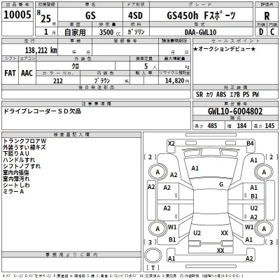 Lexus GS  с аукциона в Японии