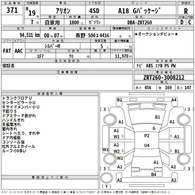 Toyota ALLION  с аукциона в Японии