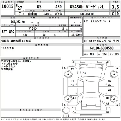 Lexus GS  с аукциона в Японии