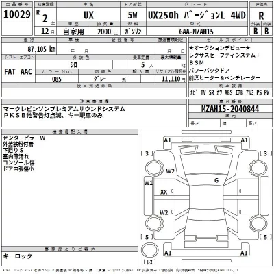 Lexus UX  с аукциона в Японии