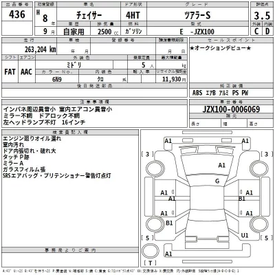 Toyota CHASER  с аукциона в Японии