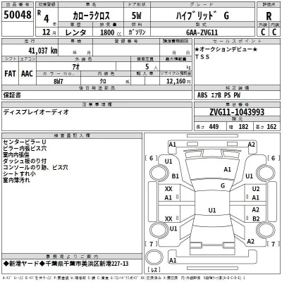Toyota COROLLA CROSS  с аукциона в Японии