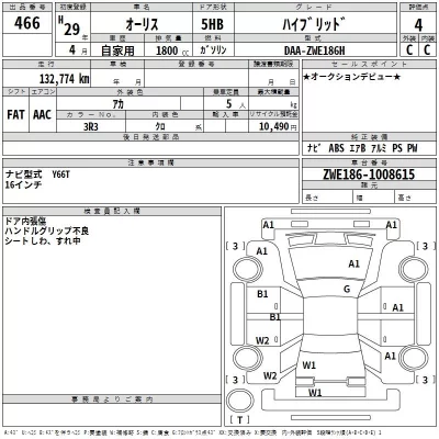 Toyota AURIS  с аукциона в Японии