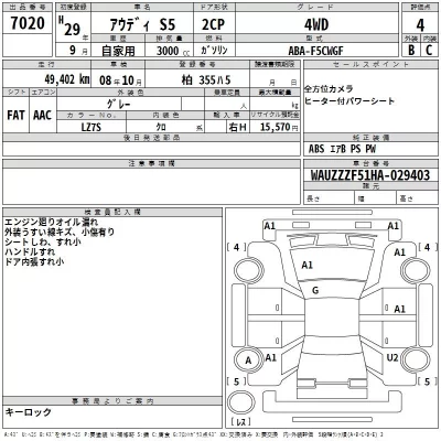 Audi S5  с аукциона в Японии