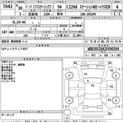 Mercedes-Benz C CLASS WAGON  с аукциона в Японии