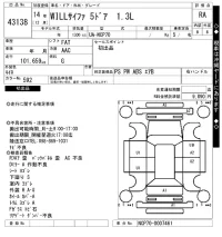 Toyota WILL лот № 43138 оценка RA  с аукциона в Японии 10