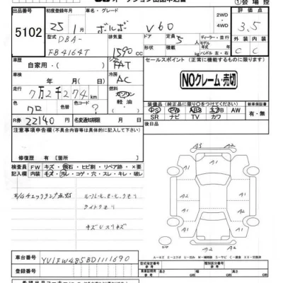 Volvo V60  с аукциона в Японии