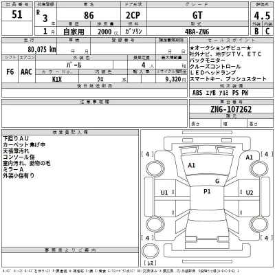 Toyota GT 86  с аукциона в Японии