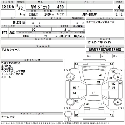 Volkswagen JETTA  с аукциона в Японии