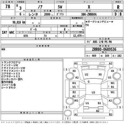 Toyota NOAH  с аукциона в Японии