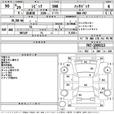 Honda CIVIC  с аукциона в Японии