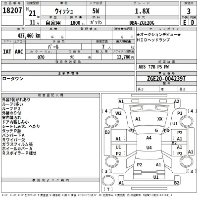 Toyota WISH  с аукциона в Японии