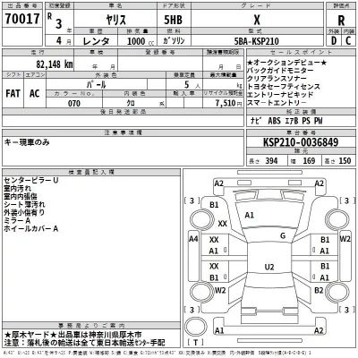 Toyota YARIS  с аукциона в Японии