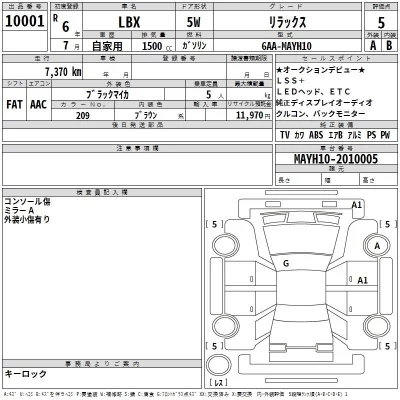 Lexus LBX  с аукциона в Японии