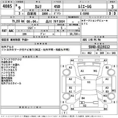 Toyota CAMRY  с аукциона в Японии