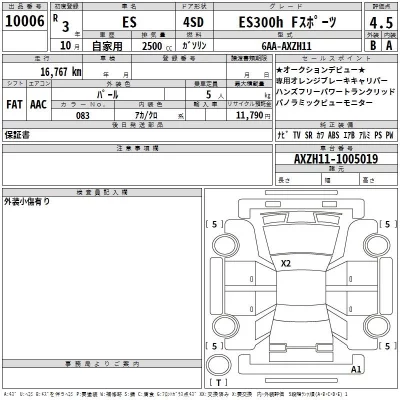 Lexus ES350  с аукциона в Японии