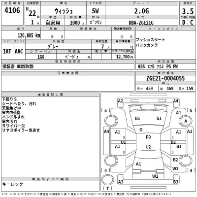 Toyota WISH  с аукциона в Японии