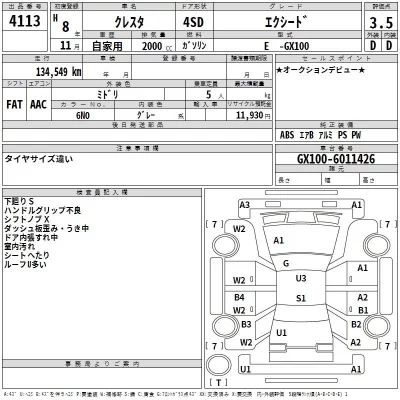 Toyota CRESTA  с аукциона в Японии