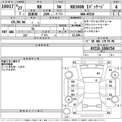 Lexus NX  с аукциона в Японии