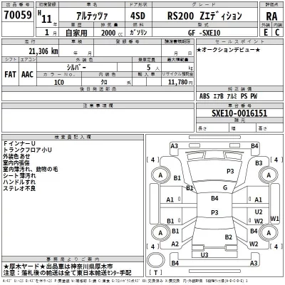 Toyota ALTEZZA  с аукциона в Японии