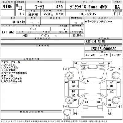 Toyota MARK II  с аукциона в Японии