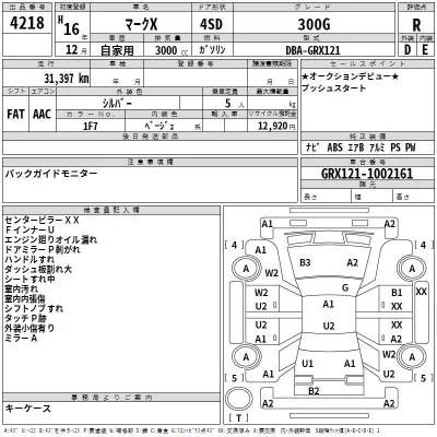 Toyota MARK X  с аукциона в Японии