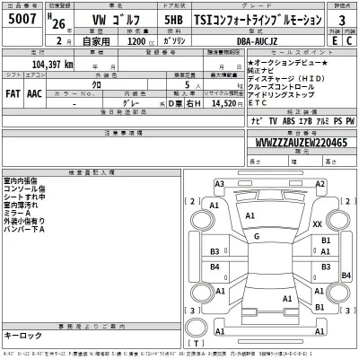 Volkswagen GOLF  с аукциона в Японии