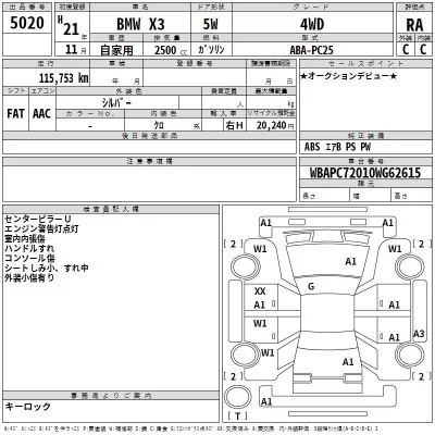 BMW X3  с аукциона в Японии
