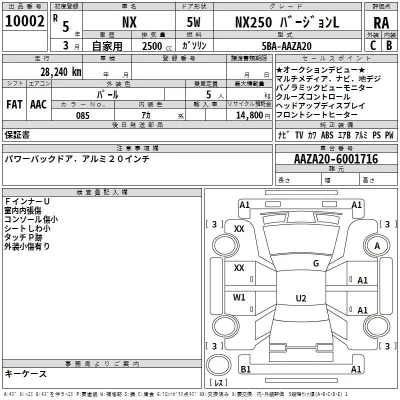 Lexus NX  с аукциона в Японии